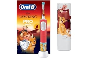 ‎ORAL-B Oral-B Pro Kids König der Löwen elektryczna szczoteczka do zębów, dla dzieci od 3 lat, w zestawie tryb Sensitiv+ do pielęgnacji zębów, bardzo miękkie włosie, 1 końcówka do szczoteczki, 1 etui