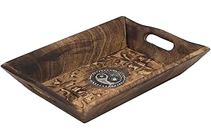 Diko.style® - Vassoio per vano portaoggetti in legno decorativo - Stile orientale con Buddha decorativi, elefante fortunato e altro ancora a scelta - Perfetto per Porta Chaves -24 x 15,5 x 4,6 cm (Yin