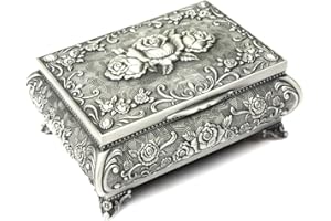 H&S Metalowy antyczny pierścionek, naszyjnik, biżuteria, ozdoba, pudełko do przechowywania vintage, antyczne pudełko do przechowywania biżuterii, metalowe pudełko na biżuterię, pudełko na biżuterię w