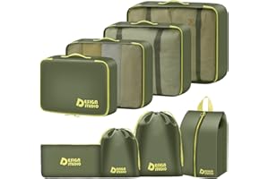 MOFELON Koffer Organizer - 8 Stück, Packing Cubes, Packwürfel für Rucksack, Travel Organizer Packtaschen Set mit Kleidertaschen Schuhbeutel Wäschebeute Kosmetiktasche, Reise Gadgets-Grüner