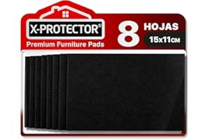 Almohadillas de Fieltro X-PROTECTOR - 8 pz Fieltro Adhesivo Premium 15 x 11 cm Negro - Fieltros para Sillas - Protectores de Suelo para Muebles - Tapones para Patas de Sillas - Protector Patas Sillas