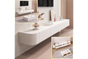 XDXINY Supporto TV Sospeso in Legno Massello per Soggiorno Casa - Tavolino Supporto TV 140, 160, 180, 200, 220, 240 cm, Diverse Dimensioni (Bianco, 240 x 20 x 24 cm)