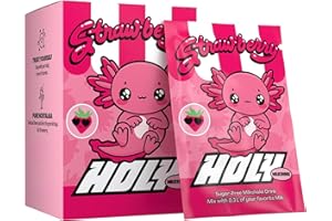 HOLY ENERGY HOLY Milkshake 10-pack sample box Strawberry – 10 servings with vitamins B, C & D and 100% natural flavours – sugar-free, caffeine-free & vegan – low-calorie milkshake powder with strawberry flavour