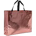 STONKAR Unisex Metallic Laminated Shopping Bag | Carry Bag For Return Gifts | Non-Woven Gift Bags | Tote Bag (Pack Of 10 Pcs) | 15" Large Size (Rose Gold)