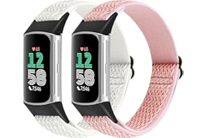 SHIJZWD 2 Pezzi Cinturino Compatibile con Fitbit Charge 6/Fitbit Charge 5, Regolabile Braccialetto Elastico in Nylon cinturino di ricambio Sportive per Fitbit Charge 5/Fitbit Charge 6, uomo e donna