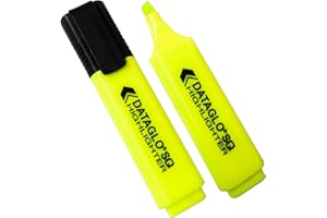 10x Yellow Dataglo SQ Chisel Tip Highlighters. Classpack - Pack of 10. Neon/Fluorescent Yellow Revision Highlighter Pens.