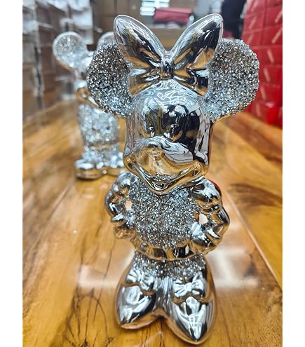 Biznest Stunning Silver Crushed Diamond Standing Micky Mouse 