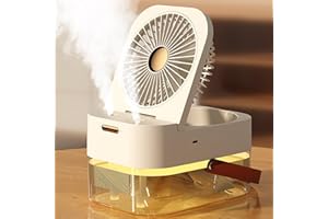 ANKRS Ventilatore Umidificatore 2 in 1, Condizionatore d'Aria Portatile con USB Ricaricabile, 3 Velocità del Vento e 3 modalità di Spruzzo, Mini Ventilatore da Tavolo con Luce Notturna per Casa e Ufficio