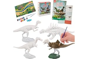 Nene Toys Kit Dinosauri Giocattolo con Colori per Bambini 3-7 Anni [I Signori d'Europa] – Giocattolo per Vernice con 4 Dinosauri, 10 Colori, 2 Pennelli, Poster Educativo e Tappeto da Gioco