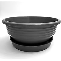 Pflanzschale mit Untersetzer große runde Blumenschale aus Kunststoff für Garten Terrasse Wohnung für Aussen und Innen…