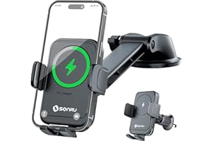 SONRU Handyhalterung Auto mit Ladefunktion,15W Kfz Handyladestationen Handy Halterung Auto Induktives Laden,Handyhalterung Auto Lüftung Saugnapf für Samsung iPhone LG Google Pixel