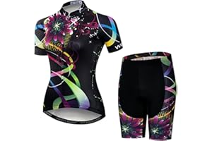 Hotlion Damskie zestawy z dżerseju rowerowego żelowe wyściełane spodenki na szelkach odzież rowerowa letnia odzież rowerowa garnitur CD55