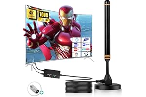 YOWREPU 2024 Antenna TV Digitale - Antenna TV interna per la Ricezione di Canali TV Digitali, Antenna Amplificata Potente e Portatile con Cavo Coassiale da 5 m, Ricezione a Lungo Raggio di 580 km - arancia