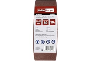 Woltersberger® Schleifbänder 10 Stück | Größe 75x533mm | Körnung P40 | Gewebe-Schleifband Bandschleifpapier Bandschleifer zum Schleifen, Feilen, Schärfen und Entrosten