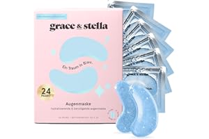 ‎GRACE & STELLA grace & stella - Augenpads gegen Augenringe, Aufhellende Eye Pads gegen Tränensäcke und Falten, Kühlende und Erfrischende Augen Pads Masken, Gel-Eyepads, 24 Paare, Blau