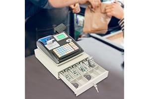 DSYOGX Elektronische Kasse Registrierkasse 48 Tasten Kaufladenkasse Kassensystem Einzelhandel Registrierkasse Kleinunternehmen mit Kassenschublade und Doppelanzeige für Restaurants, Supermärkte