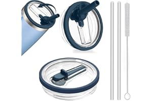 EKKONG 2 Couvercle Etanche pour Stanley Cup 40 oz, Couvercles de Remplacement Anti-Fuite avec 2 Pailles et 1 Brosse de Nettoyage, Accessoires pour Stanley Cup (Bleu-1)