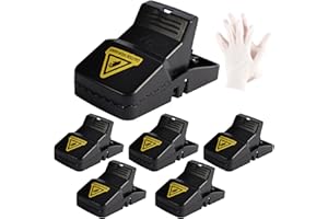 Cleaneaty Rat Traps - 6 x Large Heavy Duty Humane Rat Traps That Kill Instantly Reusable Rodent Control Mouse Traps with 1 Pair of Gloves