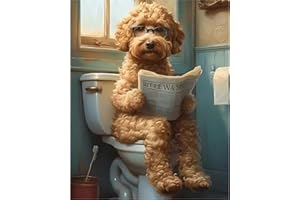 Fokenzary DIY Paint by Numbers The Dog Reading The Newspaper Oil Painting Canvas for Adults Beginner with Brushes and Acrylic Paints Frameless(40x50cm)