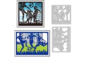 DELORIGIN 2 Styles Football Cutting Dies Soccer Card Making Die Cut Sports Scene Carbon Steel Die Cuts Stencils Scrapbooking Embossing Template Dies for DIY Soccer Matches Craft Album Gift Decor