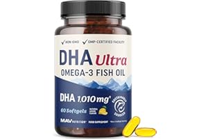 MAV NUTRITION DHA Ultra 1,010MG | Prenatal Development, Brain & Cognitive Health Support | Omega 3 Fish Oil | 1,414MG Total Omega-3s | High Strength DHA Supplements | Sustainably Sourced, Gluten-Free | 60 Ct.