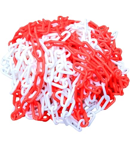 Catena Di Chiusura In Plastica 15 M X 6 Mm - Rosso E Bianco, Per Sicurezza, Cantieri, Parcheggi, Costruzioni - Foto 2