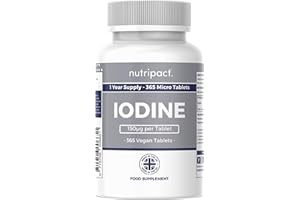 NUTRIPACT Iodine Supplement 150mcg Tablets - 365 Vegan Tablets - 1 Year Supply - Source of Iodine from Potassium Iodide - Suitable for Vegans - UK Made