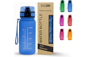 BierEx Trinkflasche Kinder Auslaufsicher 0,5L – BPA-Frei Wasserflasche 500ml für Schule, Sport, Wandern & Fitness – Geschmacksneutral, Leicht, Trinkflasche Mit 6 Aufklebern für Kinder (Blau)
