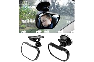 XUMIN 1 Set Black 360 Degree Adjustable Baby Rearview Mirror Safely Monitor Infant Child in Rear Facing Car Seat Shatter-Proof Acrylic Mirror Car Rear Facing Mirrors Auxiliary Forward Suction Cup