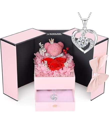 Orso Con Rosa Eterna E Collana - Regalo Romantico Per Lei - Foto 10