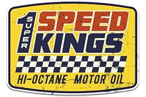 FINEST FOLIA Finest-Folia Adesivo Motivi retrò Vintage Sticker Old School Ace Kult Rockabilly Decorative per Auto Moto Casco Garage (R147-04 Speed Kings)