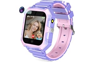 SHOWYLIVE Mingfuxin 4G Kids Smart Watch for Boys Girls, Waterproof Smartwatch Phone with GPS Tracker WiFi Video Phone Call SOS Camera Pedometer Wristwatch for Children 3-14 Birthday (Purple)