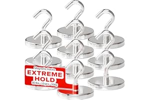 X-BET MAGNET ic Hooks Lot de 10 crochets magnétiques en néodyme pour cabines de croisière, crochets magnétiques puissants pour accrocher au réfrigérateur, au gril (10, 36.3 kg)
