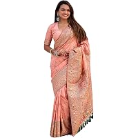 SGF11 Women's Kanjivaram Pure Soft Silk Saree With Unstitched Blouse Piece