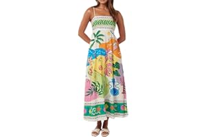 YILEEGOO Women Summer Spaghetti Strap Boho Long Maxi Dress Ethnic Snake Print Casual Sleeveless Maxi Cami Dress