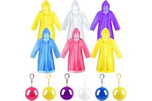 GDOKKNY Emergency Rain Ponchos for Adult,Disposable Rain Poncho with Hoods,Waterproof Plastic Ponchos in Keychain Ball,Lightweight Raincoat6color for Concerts,Amusement Parks,Camping,Assorted Color