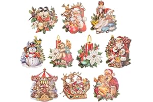 Ideen mit Herz Lot de 10 motifs 3D découpés, environ 7 à 10 cm, dans un sachet, images pour bricolage et décoration, fabrication de cartes de vœux, motifs d'images pour scrapbooking (Noël nostalgique