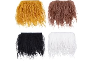 FREEBLOSS 4Pcs DIY Doll Hair Wefts 4 Colors Doll Wig Mini Wool Curls Hair for Rerooting Dolls Making Arts Supplies, Age 14+