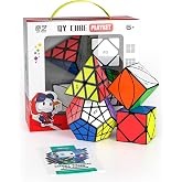 ROXENDA Speed Cube Set, 2X2 3X3 4X4 5X5 Stickerless Speed Cube Game with Gift Box, Secret Tutorial for Speed Cubes (Irregular