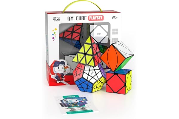 ROXENDA Speed Cube Magique, Cube de Vitesse Pyramide Megaminx Skewb Ivy Cube - Collection Cube Magique Fast pour Enfants Adultes, avec Coffret Cadeau et Tutoriel Secret(Irregular)