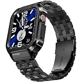 SUPLINK Stainless Steel Case Bracelet for Apple Watch Ultra 3/2/1 & SE 3/2/1 & Series 11 10 9 8 7 6 5 4 3 2 1 49 mm 46 mm 45 mm 44 mm 42 mm 41 mm 40 mm 38 mm Rugged Bumper Case Bands for Men