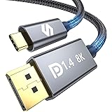 Silkland USB C DisplayPort 1.4 Kabel 2M [8K@60Hz, 4K@144Hz/120Hz, 2K@240Hz, 5K@60Hz, 32,4Gbps], 8K Thunderbolt 4/3 auf Displa