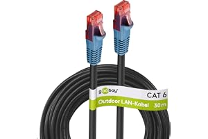 Goobay 94391 CAT 6 utomhus patchkabel, U/UTP, svart, 15 m längd