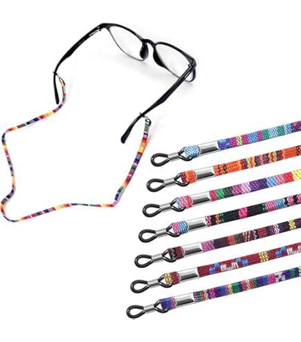 Jurxy 8 stuks brillenkoord van leer, brillenkoord voor dames en heren, PU-leer, touw, brilbanden voor zonnebril, leesbril, veiligheidsbril