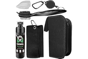 TEENFA 4PCS Golf Club Cleaning Kit - Includes Golf Club Cleaning Brush and Groove Cleaner, Golf Towel, 100ml Spray Bottles Clear Empty and Small Cleaner Golf Tool Bag