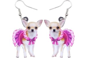 Bonsny Acrylic Drop Dangle Chihuahua Dog Earrings Jewelry For Women Girls Kids Gift Charms