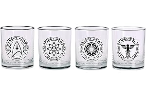 Elbenwald Ensemble de 4 verres Star Trek avec des motifs de l'Académie Starfleet, capacité de 320 ml, hauteur de 9 cm pour les fans