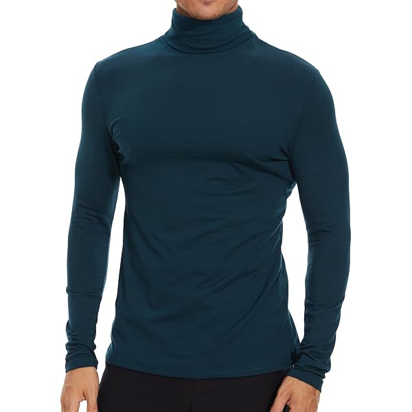 Men's Thermal Mock Turtleneck Compression Shirt - Long Sleeve Base Layer, Slim Fit