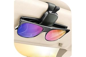 JOYROOM Porte Lunettes pour Voiture, Magnétique Support Lunette Voiture, Universel Porte Lunettes de Soleil Auto en Cuir, Clip Lunettes De Soleil Compatible avec Tous Types de Lunettes (Noir Marron)