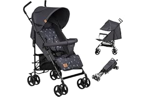 LIONELO Elia Buggy Klein Zusammenklappbar Kinderwagen Bis 15 Kg, Rücken Und Fußstützenverstellung Hinterradbremse, Moskitonetz, Einkaufskorb